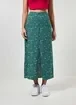 Saia Midi Verde Com Florzinhas