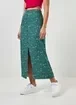 Saia Midi Verde Com Florzinhas