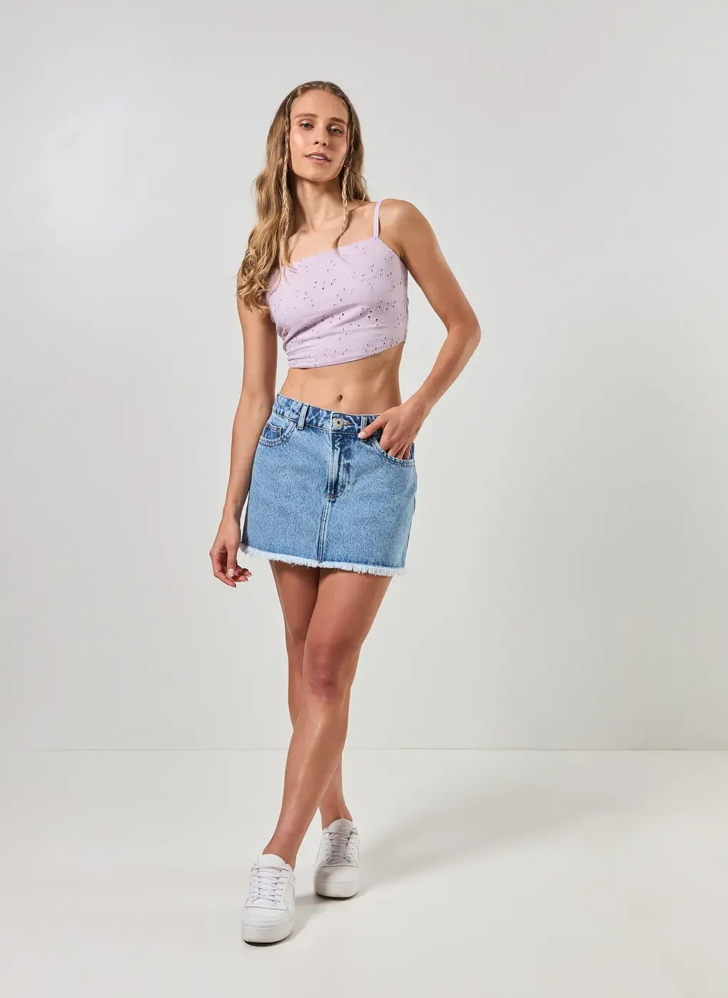 Cropped Broderie Lilás