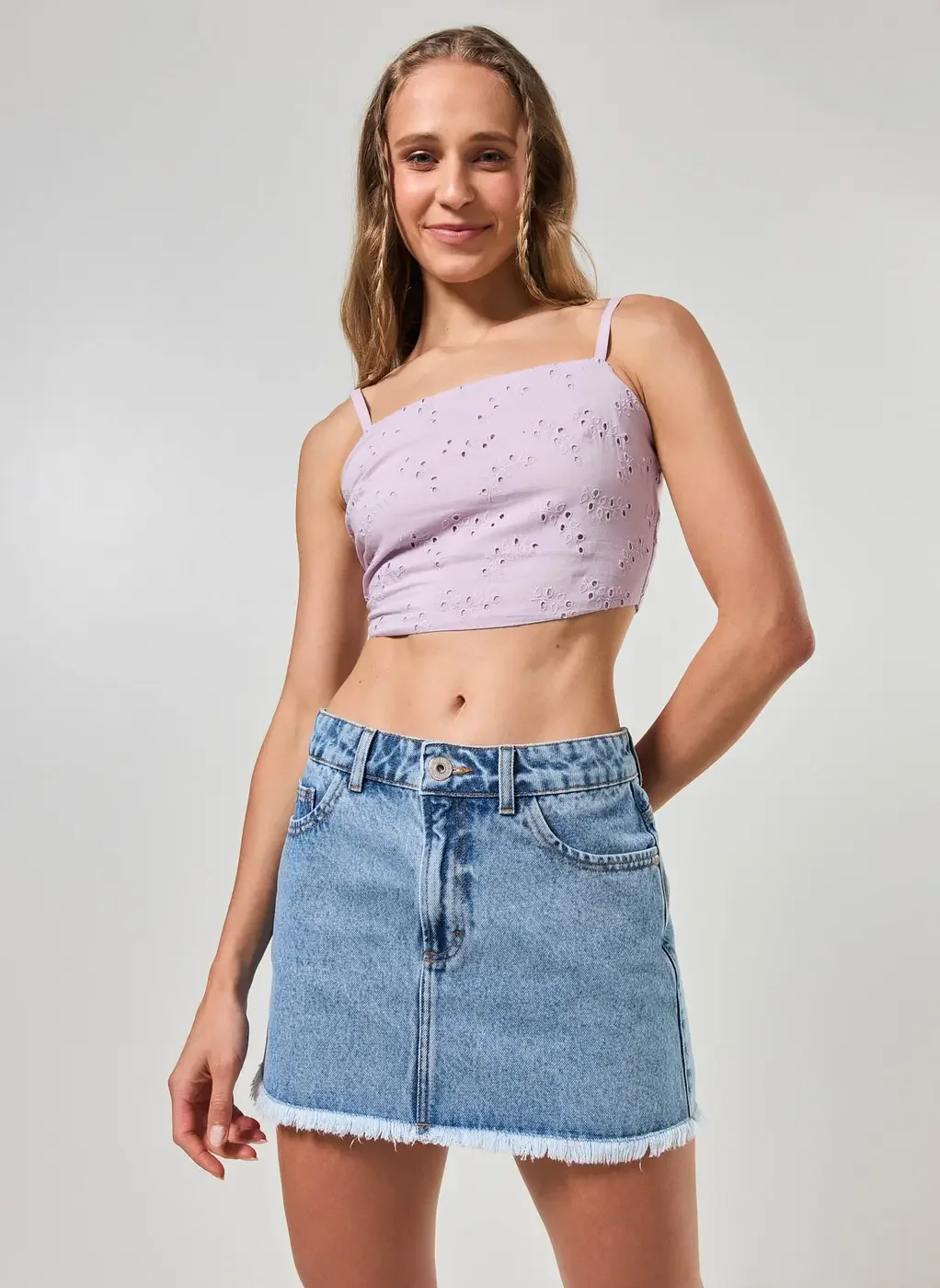 Cropped Broderie Lilás