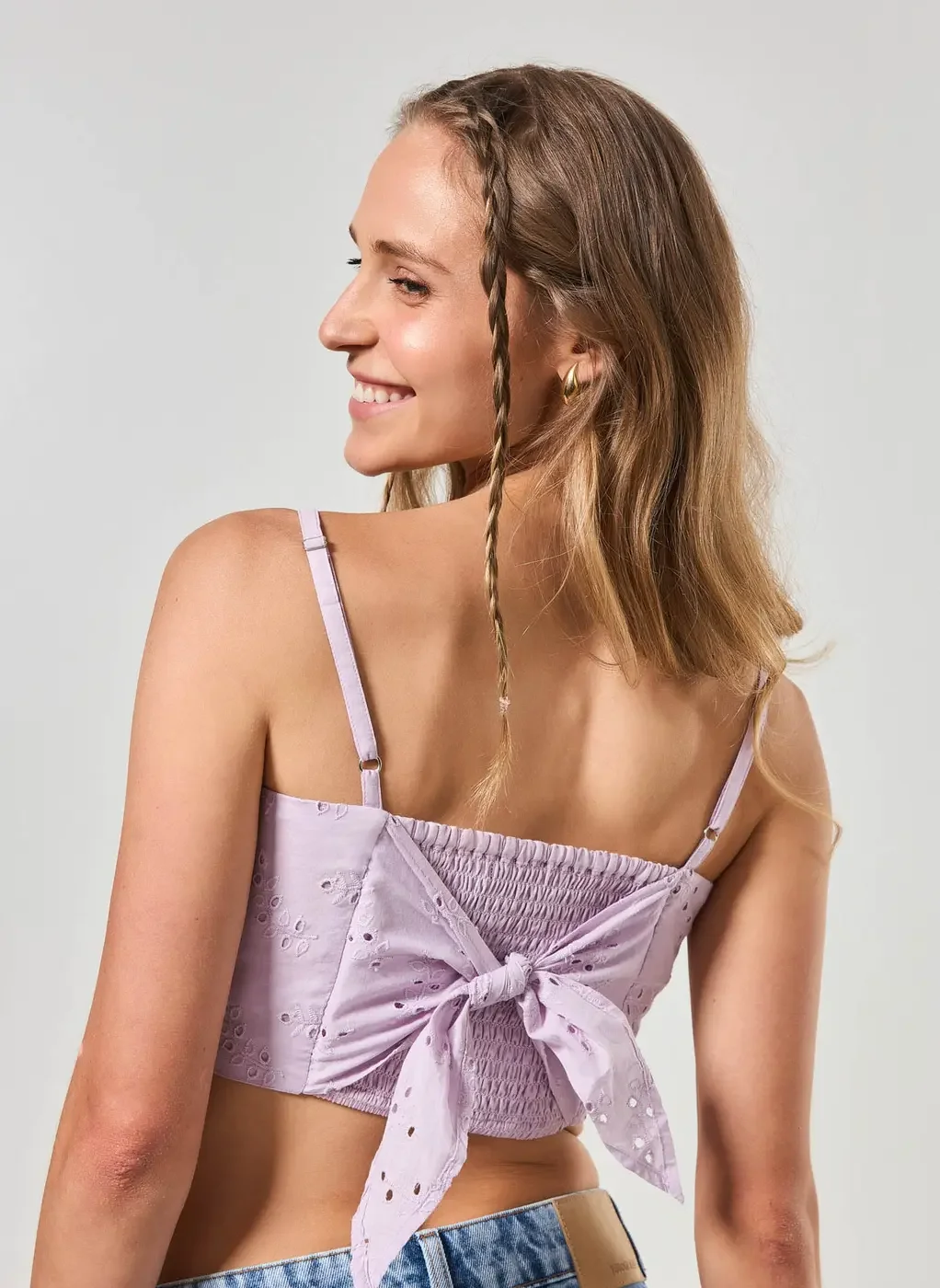 Cropped Broderie Lilás