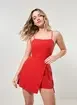 Vestido Macaquinho Vermelho Linho