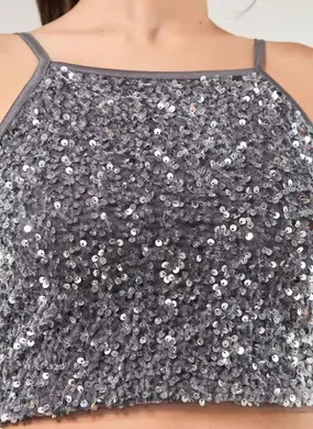 Cropped De Veludo Com Paetê