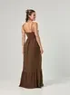Vestido Longo Marrom Texturizado