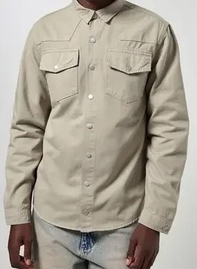 Jaqueta Estilo Camisa Em Sarja Esverdeada
