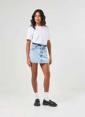 Saia Jeans Com Cós Duplo