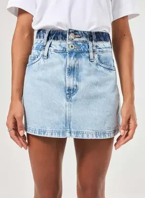 Saia Jeans Com Cós Duplo