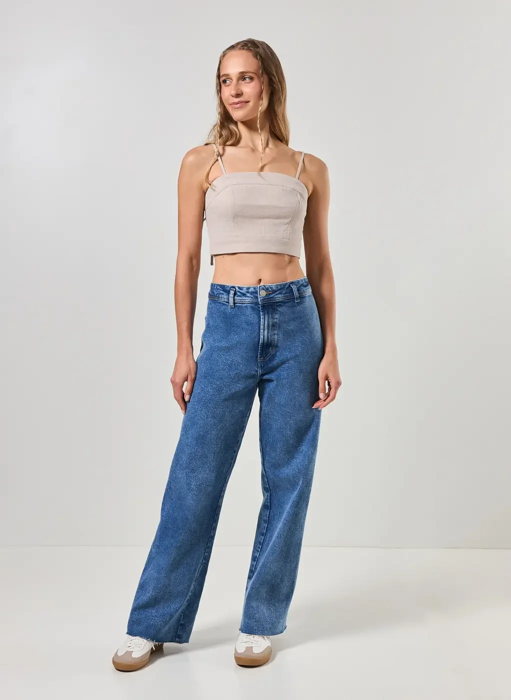 Cropped Linho Areia Alcinha