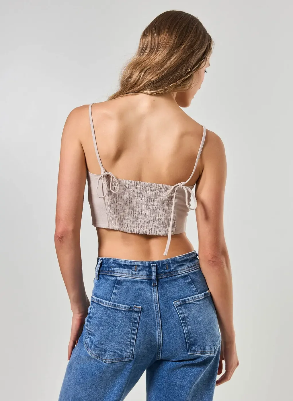 Cropped Linho Areia Alcinha