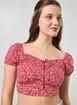 Cropped Vermelho Florido Romântico