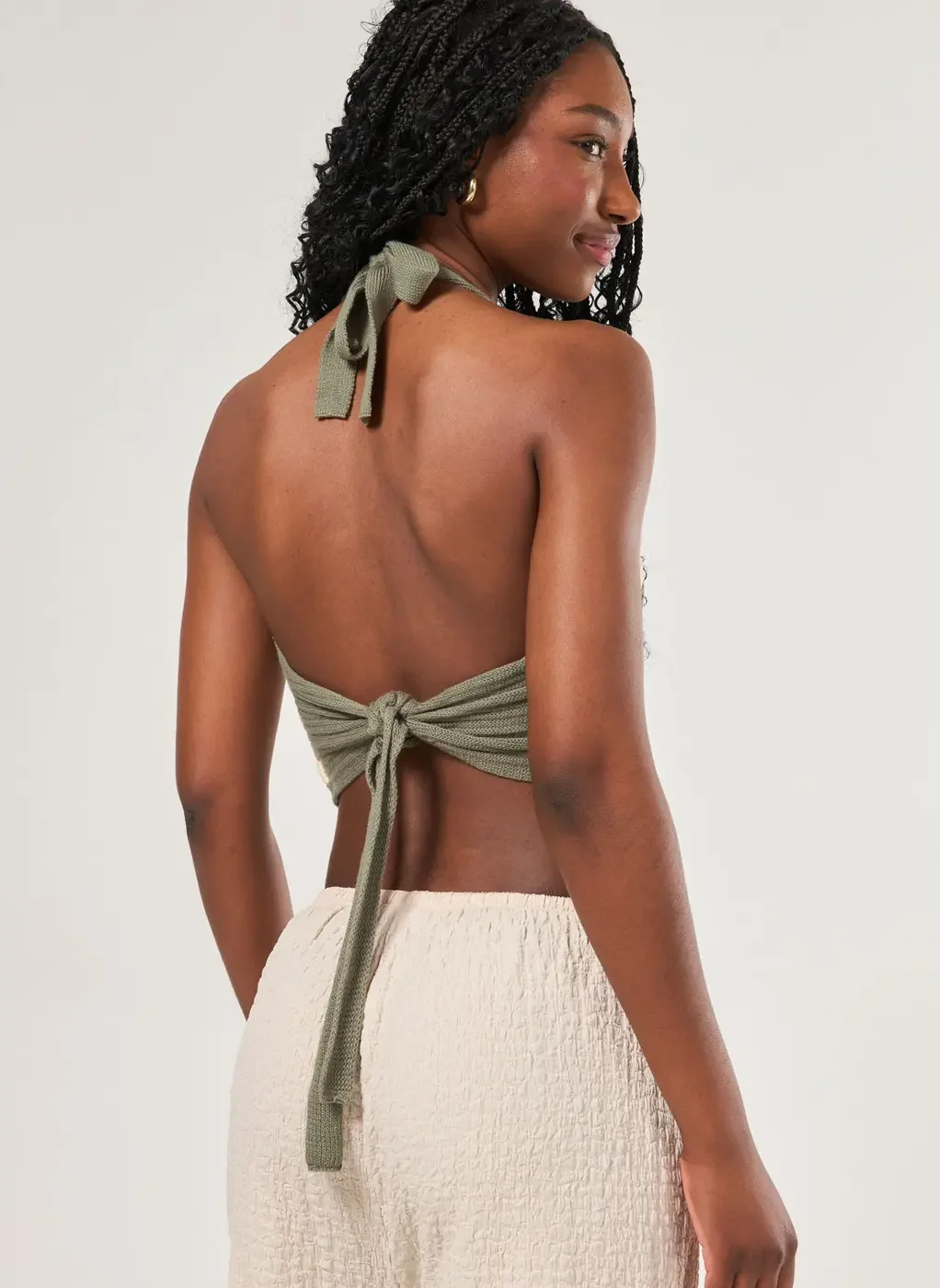 Cropped Tricô Frente Única Amarração