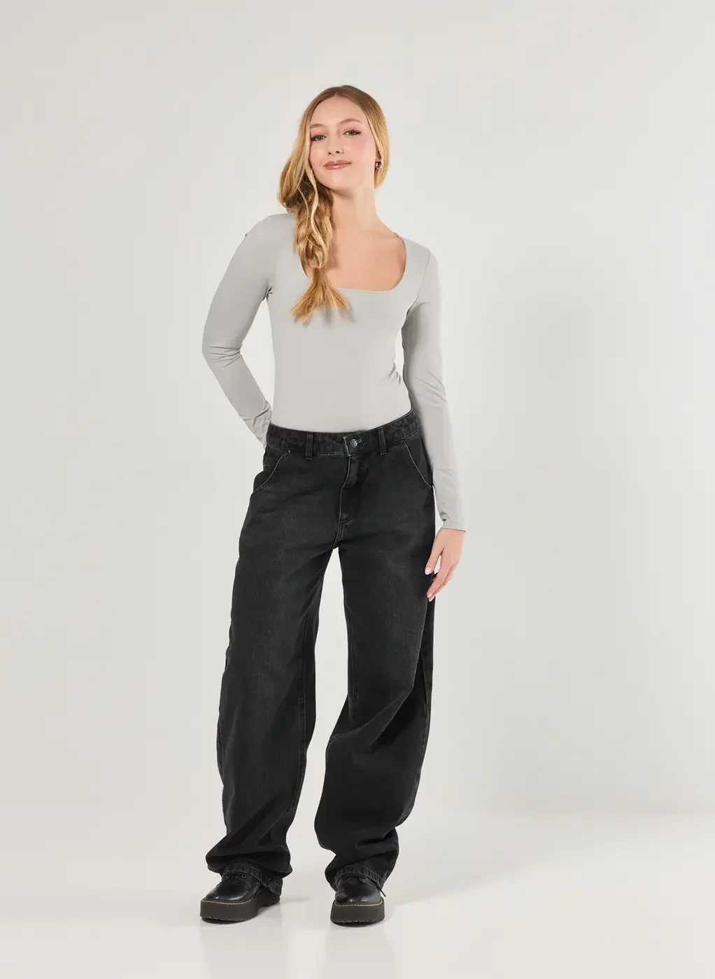 Body Manga Longa Em Poliamida