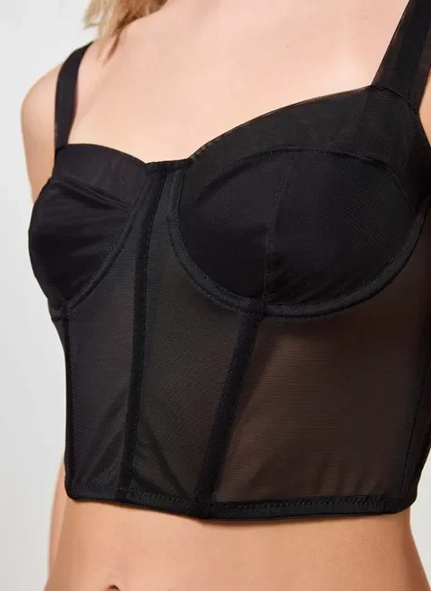 Cropped Corselet Em Tule
