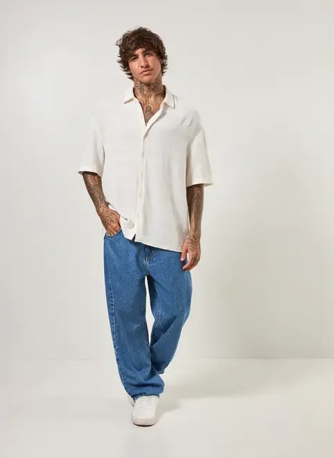 Camisa Box Off-White Texturizada