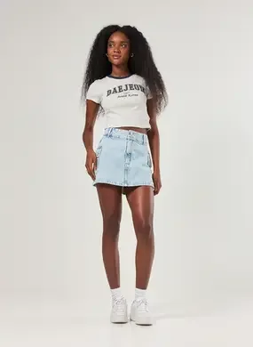 Short Saia Jeans Cargo