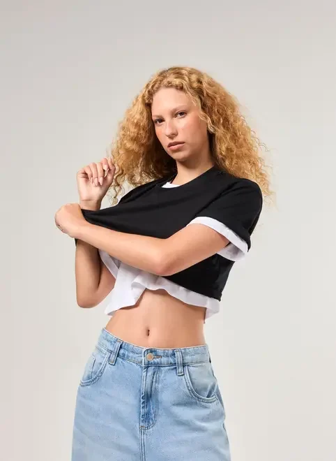 Blusa Cropped Amplinha Básica