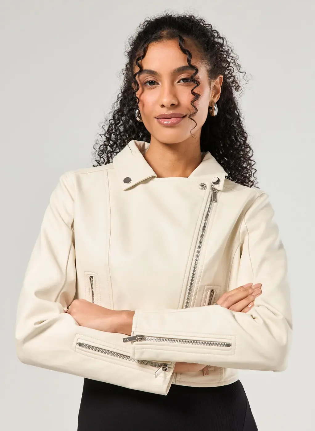 Jaqueta Perfecto Cropped Em Poliuretano