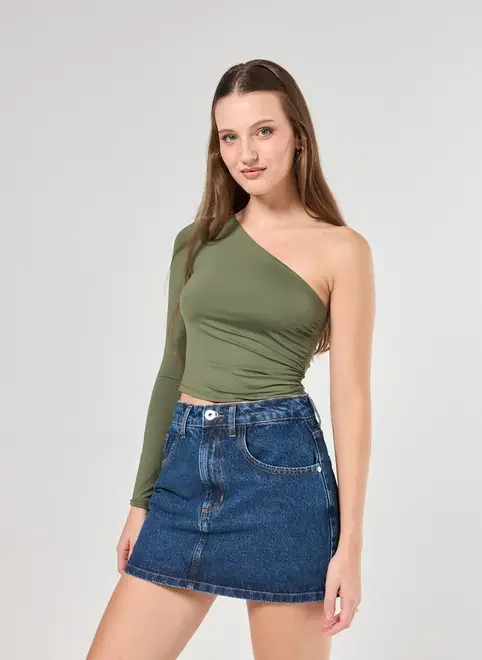 Blusa Manga Única Em Poliamida