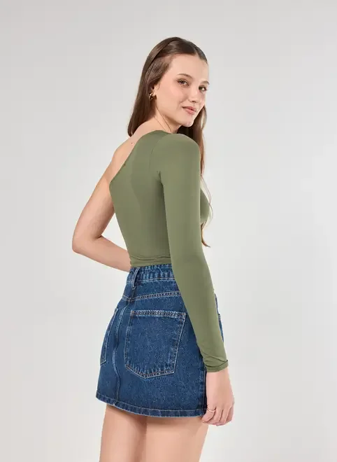 Blusa Manga Única Em Poliamida