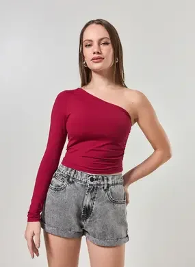 Blusa Manga Única Em Poliamida