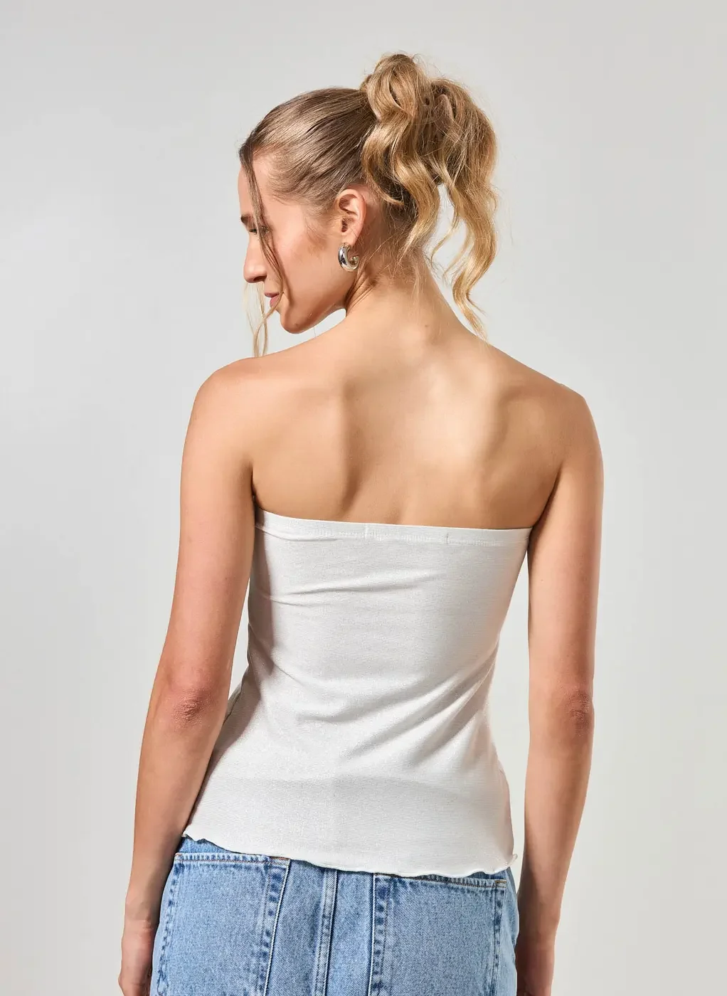 Blusa Sem Alça Com Brilho