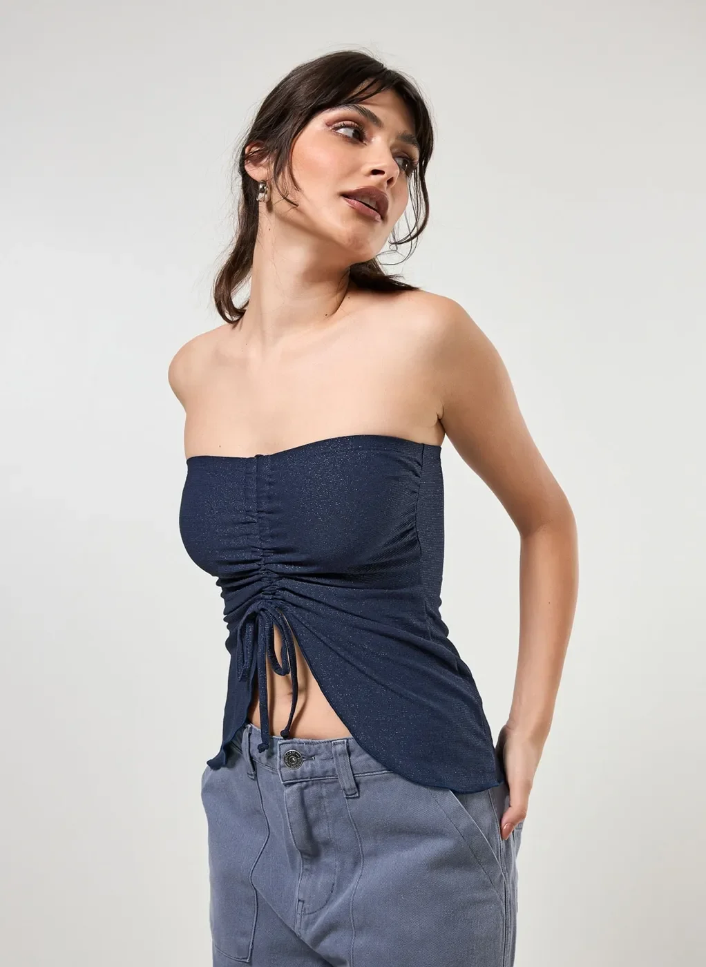 Blusa Sem Alça Com Brilho