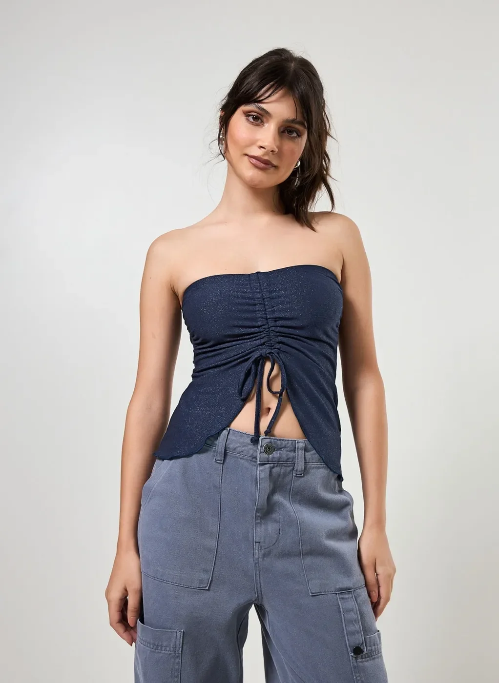 Blusa Sem Alça Com Brilho