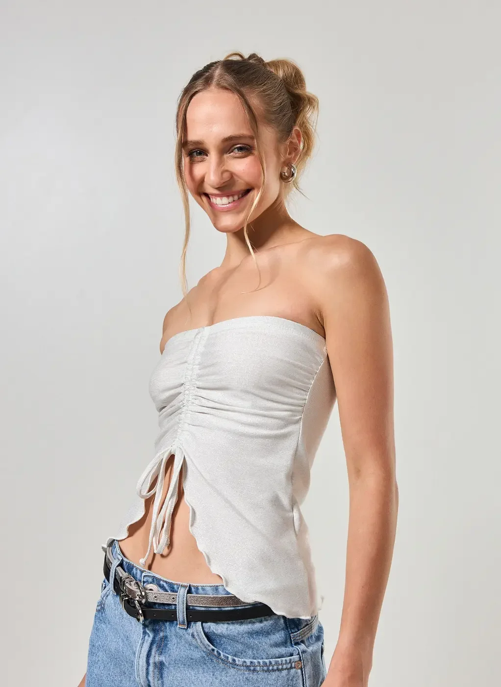 Blusa Sem Alça Com Brilho