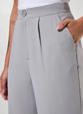 Calça Reta De Alfaiataria Cinza