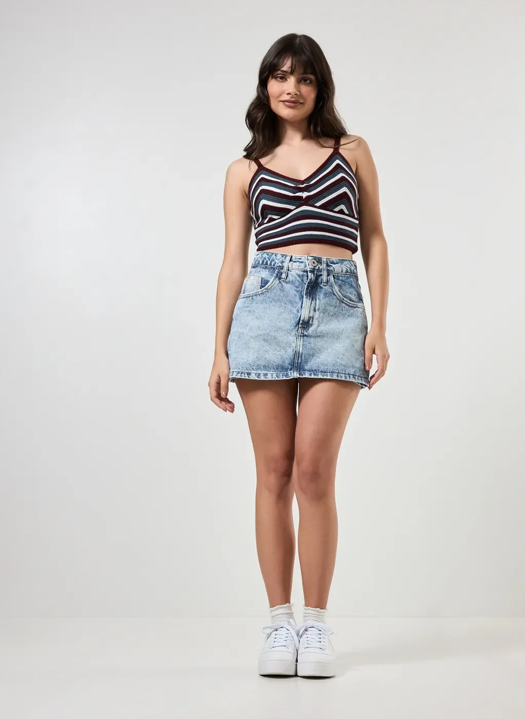 Top Cropped Em Tricô Listrado