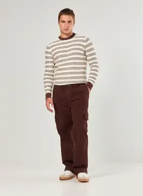 Calça Cargo Reta Em Sarja