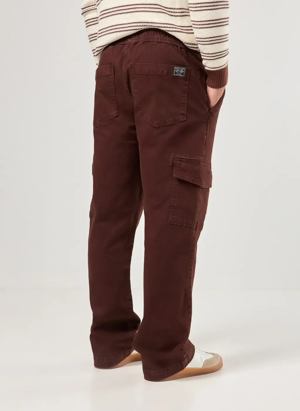 Calça Cargo Reta Em Sarja Preta