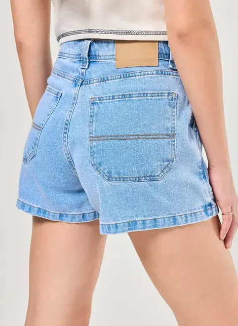 Short Saia Jeans Com Bolsos