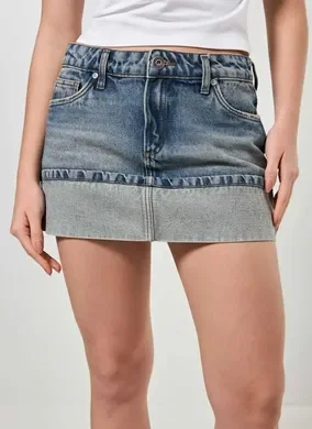 Saia Jeans Com Lavagem Dirty