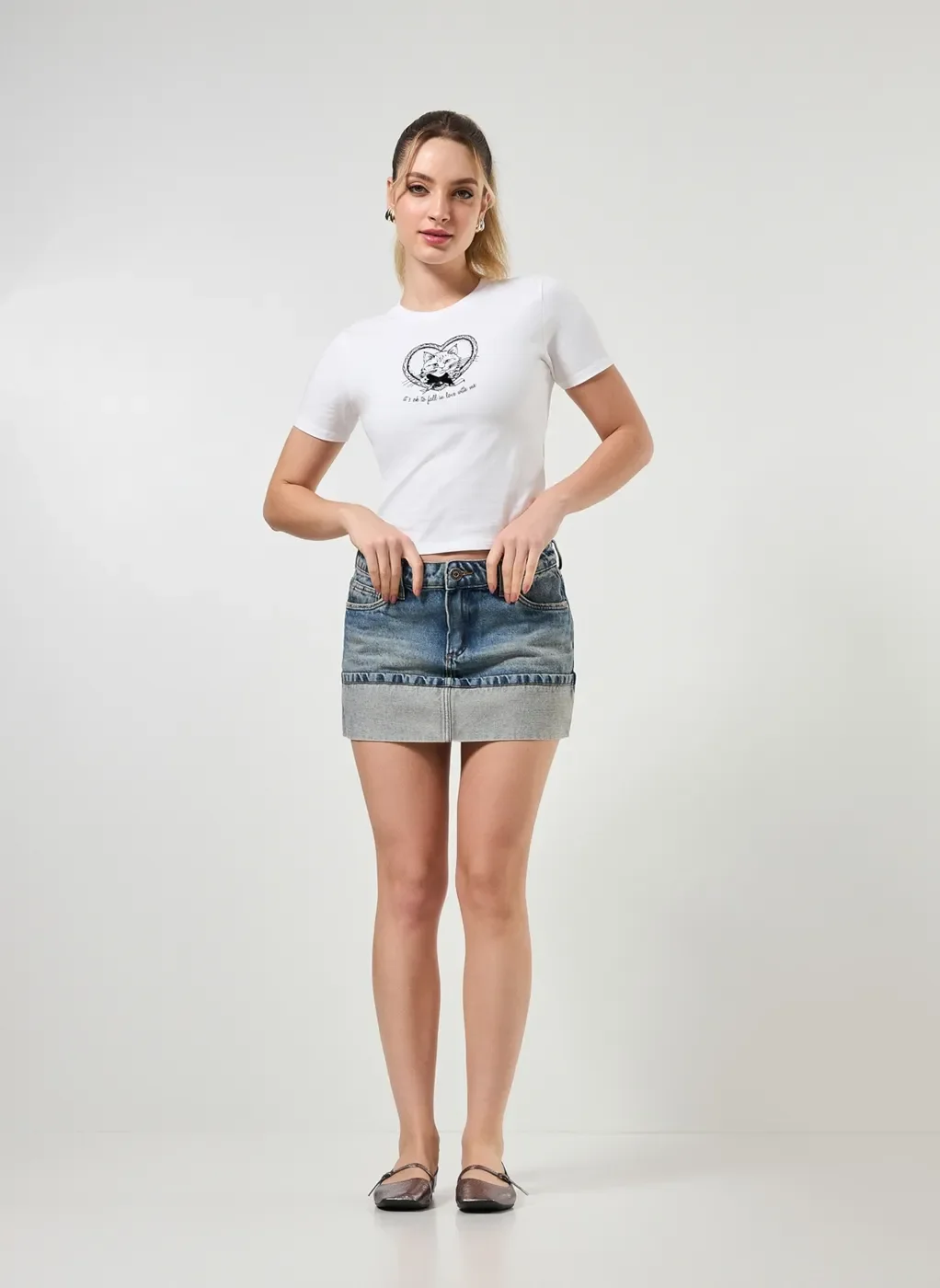 Saia Jeans Com Lavagem Dirty