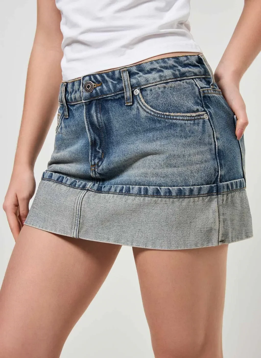 Saia Jeans Com Lavagem Dirty