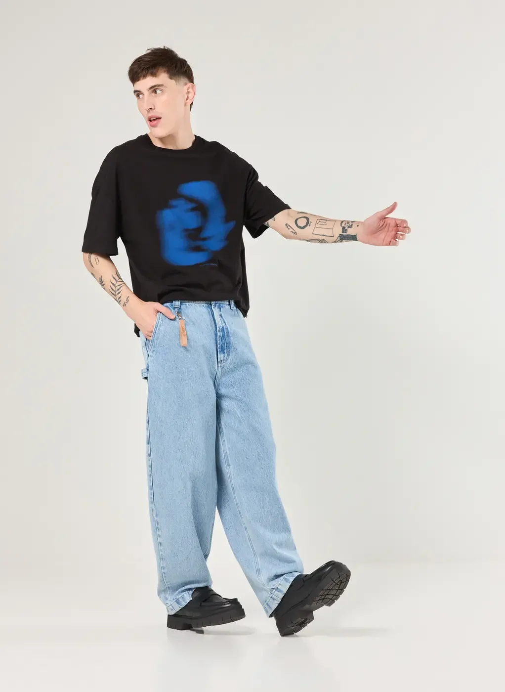 Calça Baggy Jeans Com Chaveiro