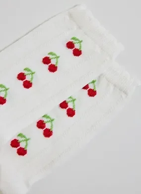 Meia Off-White Cerejas