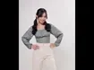 Cropped Manga Longa Verde Estampado