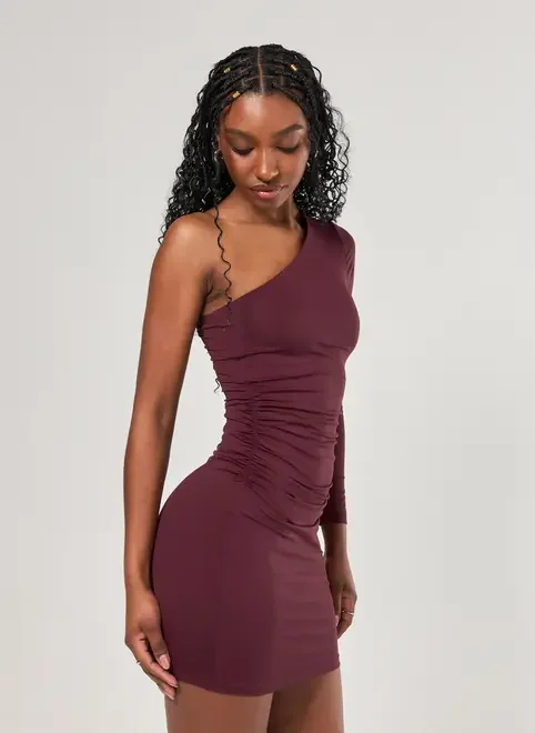 Vestido Em Poliamida Manga Única