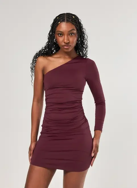 Vestido Em Poliamida Manga Única