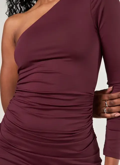 Vestido Em Poliamida Manga Única