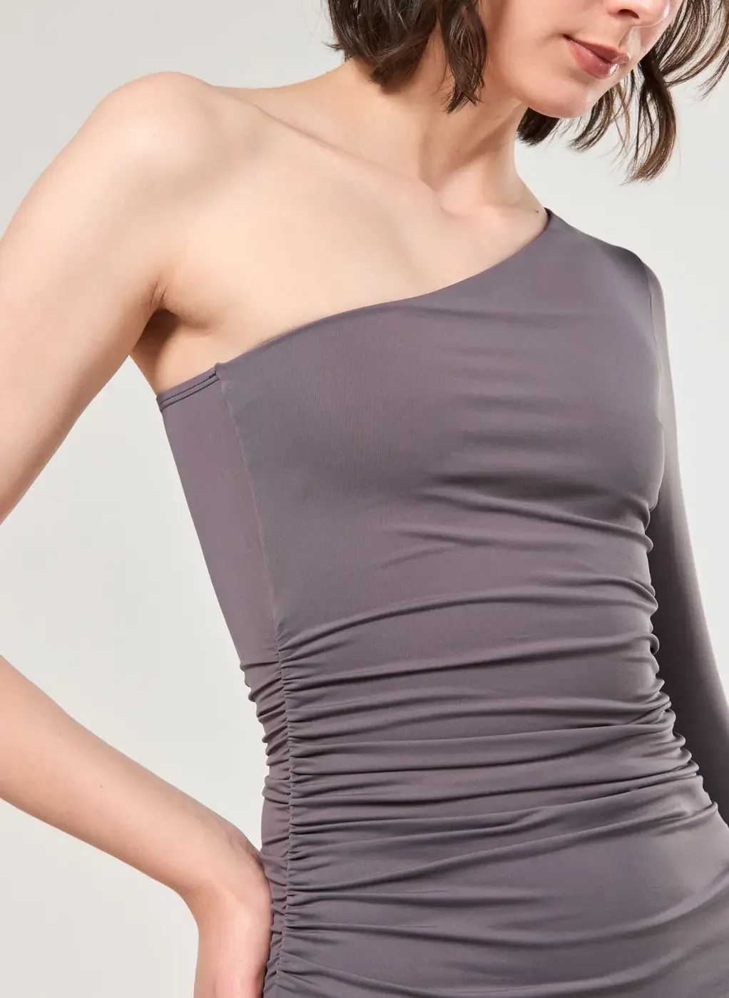 Vestido Em Poliamida Manga Única