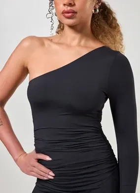 Vestido Em Poliamida Manga Única