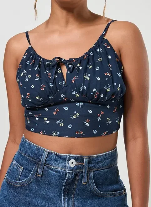 Cropped Alcinha Azul Marinho