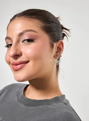 Kit Brinco E Earcuff Estrelas Prateadas