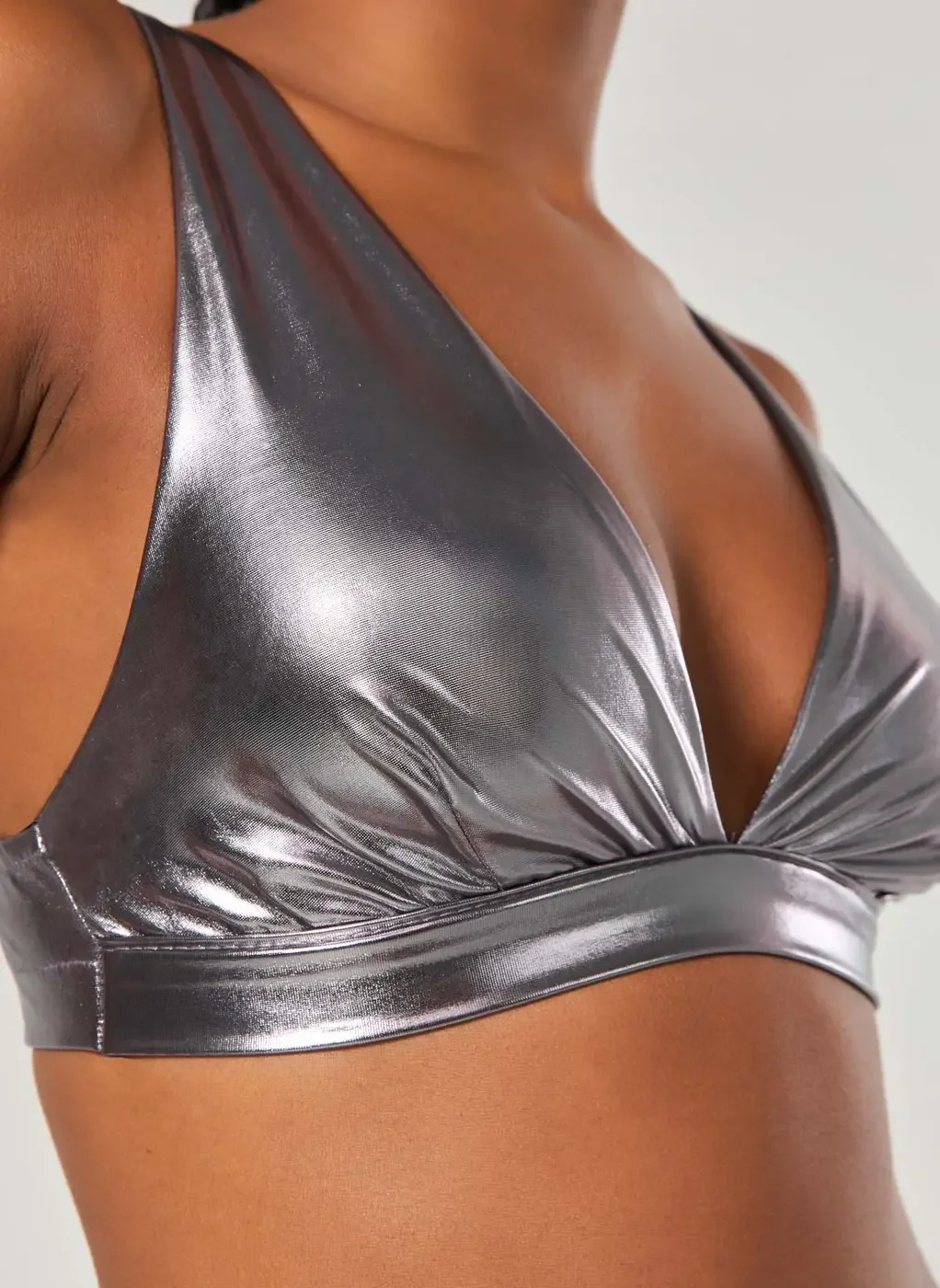 Top Prateado Metalizado