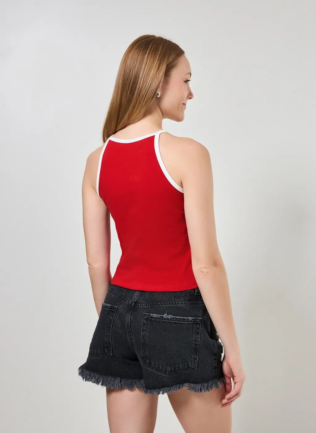 Blusa Halter Detalhe Contrastante