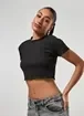 Blusa Cropped Preta Brilhosa