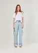 Calça Wide Leg Jeans Cargo